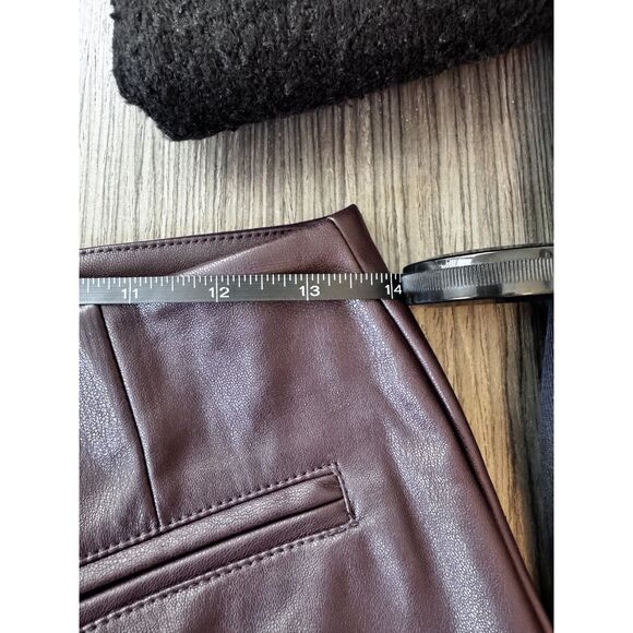 Topshop Vegan Leather Flared Pants Burgundy Size 6 - Picture 5 of 8